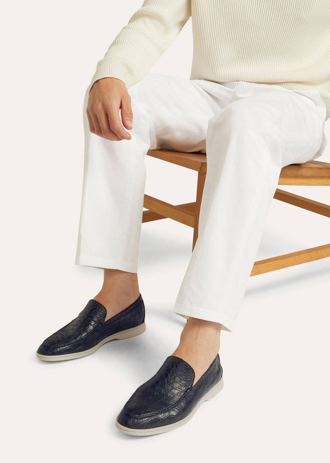 Summer Walk in Blue Caiman Leather for Men