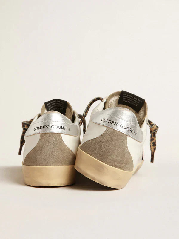 Super-Star with burgundy glitter star and silver heel tab 38