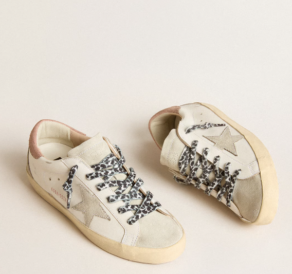Super-Star with a suede star and pink reinforcement with lizard print 36