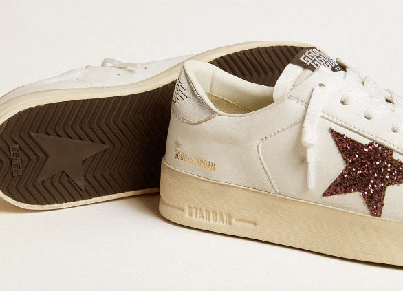 Stardan in nappa leather with a glitter star and laminated leather heel tab