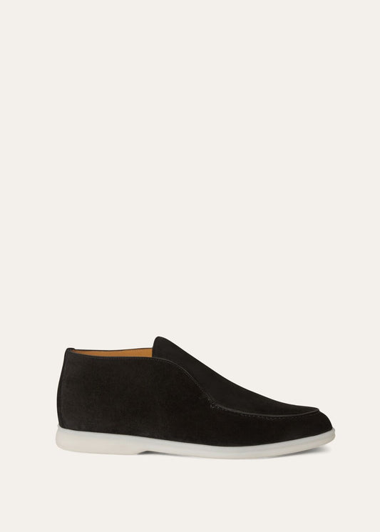 Open Walk Boots in Black Suede