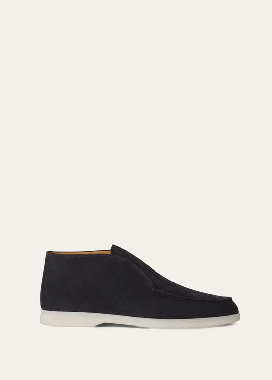 Open Walk Boots in Navy Suede