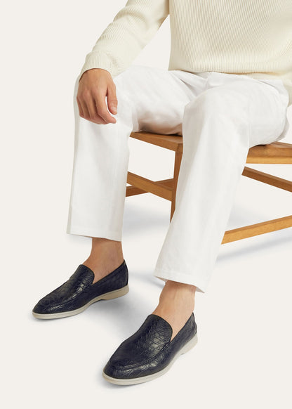 Summer Walk in Blue Caiman Leather for Men