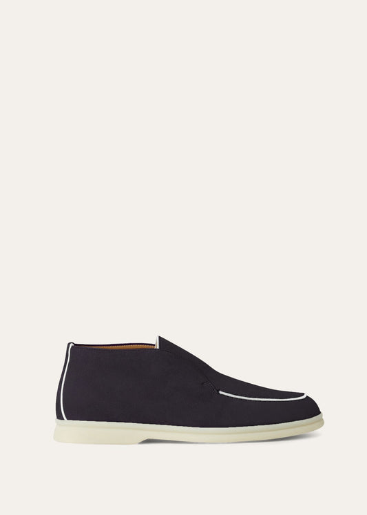 Open Walk Boots in Navy Blue Suede