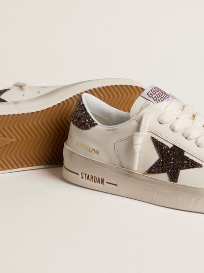 Stardan in nappa leather with a glitter star and brown leather heel tab