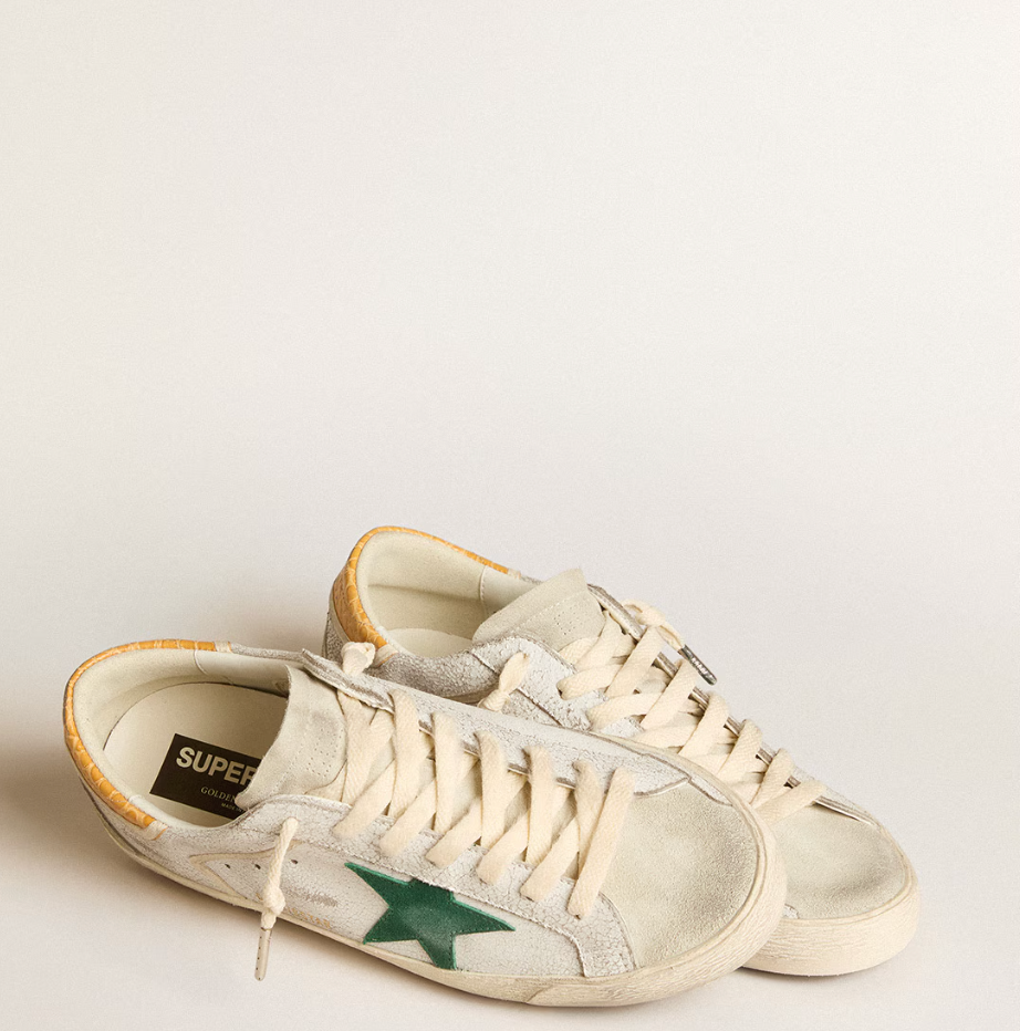 Super-Star with a green suede star and yellow crocodile leather reinforcement