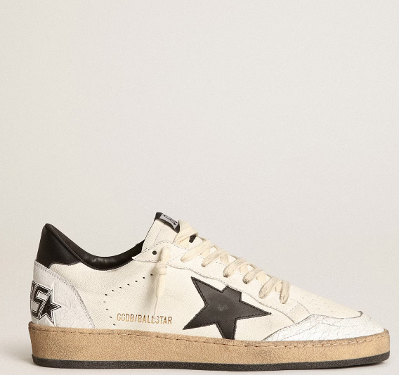 Ball Star in white nappa leather with a black star