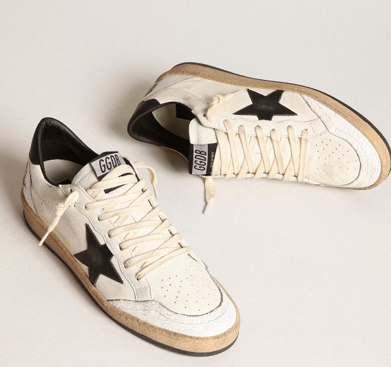 Ball Star in white nappa leather with a black star