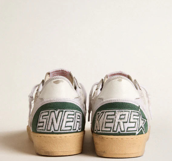 Ball Star LTD in crackled white leather and net with a suede star
