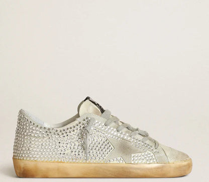 Super-Star Women in lived-in white nubuck and Swarovski crystals