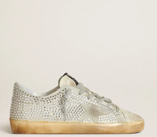 Super-Star Women in lived-in white nubuck and Swarovski crystals