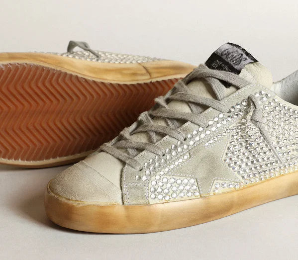 Super-Star Women in lived-in white nubuck and Swarovski crystals