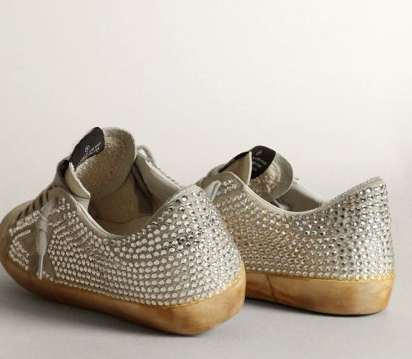 Super-Star Women in lived-in white nubuck and Swarovski crystals