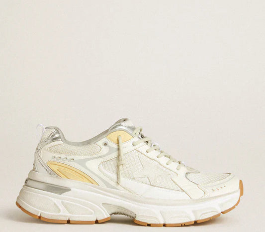 Lightstar Women in white leather and mesh with a lived-in white star