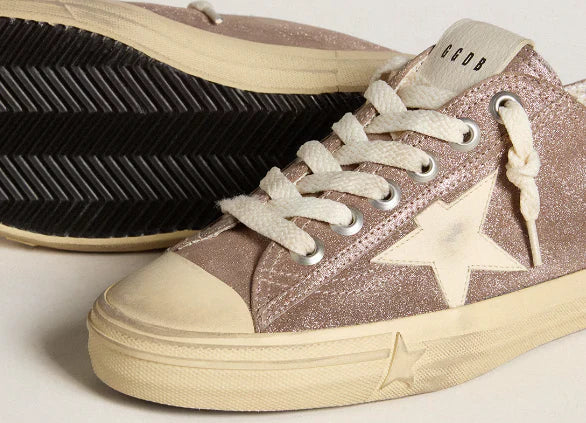 V-Star in light brown laminated suede with a cream leather star