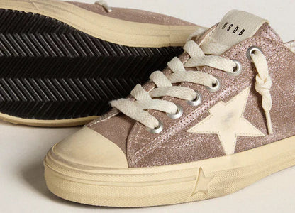V-Star in light brown laminated suede with a cream leather star